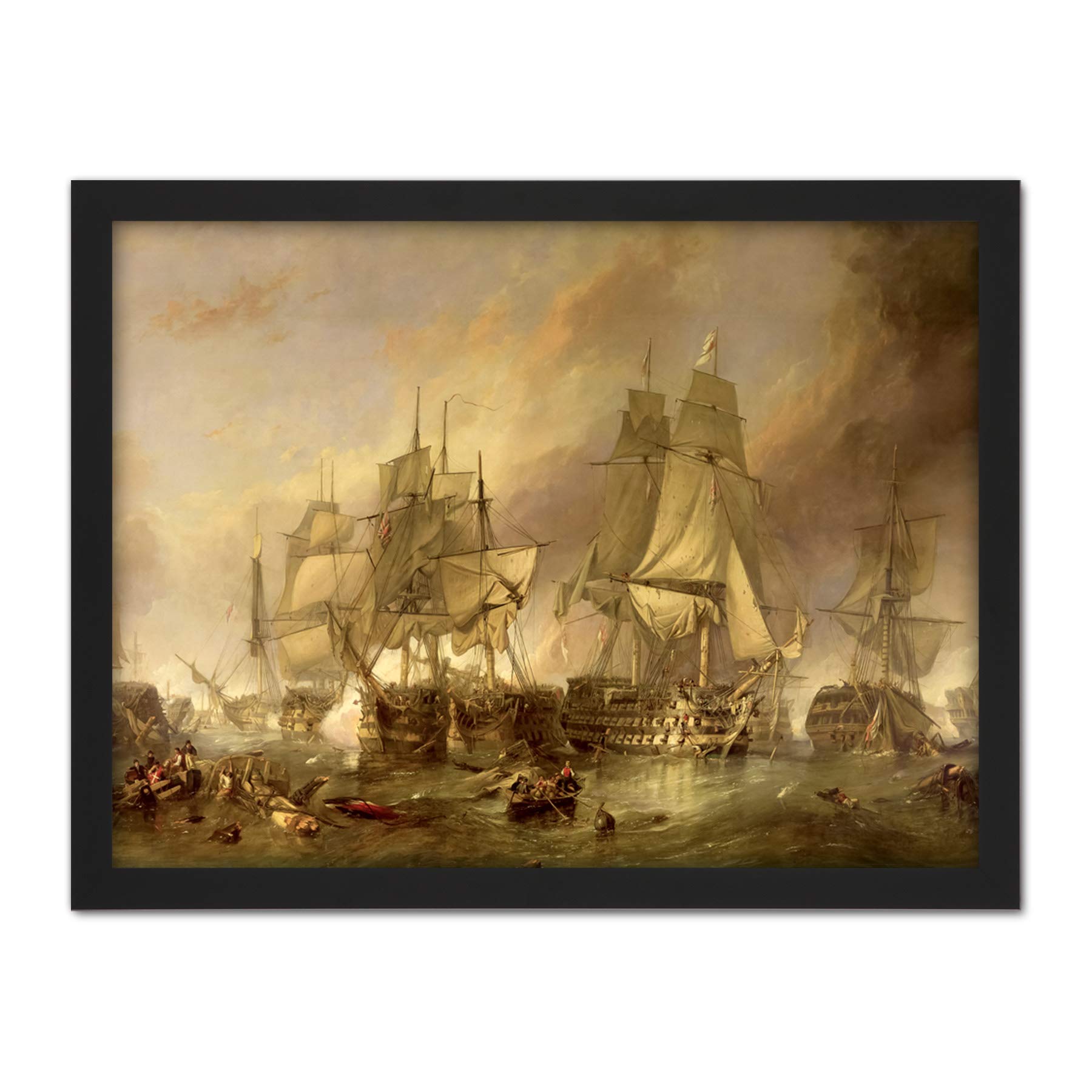 Artery8 Stanfield The Battle Of Trafalgar Painting Artwork Framed Wall Art Print 18X24 Inch