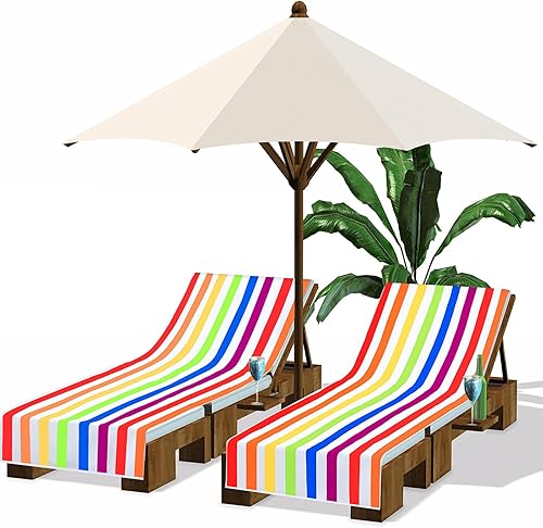 Miniatura 21 de Fumete Paquete de 2 Fundas para Sillas de Descanso 30 x 85 Pulgadas Toallas para Tumbonas de Piscina de Microfibra Toalla de Silla de Playa Portátil
