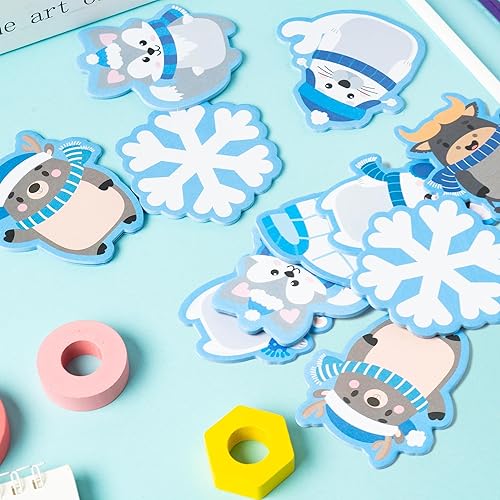 Miniatura 4 de ANGOLIO 30 notas adhesivas de animales polares de invierno, notas inspiradoras, diario motivacional positivo para apreciar animales, mini notas de