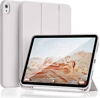 KenKe New iPad 10th Generation Case 10.9 Inch 2022 with Pencil Holder, Soft TPU Back Smart Trifold Stand Case [Support Touch ID and Auto Wake/Sleep], Cover for 2022 iPad 10th Gen 10.9 inch, Gray