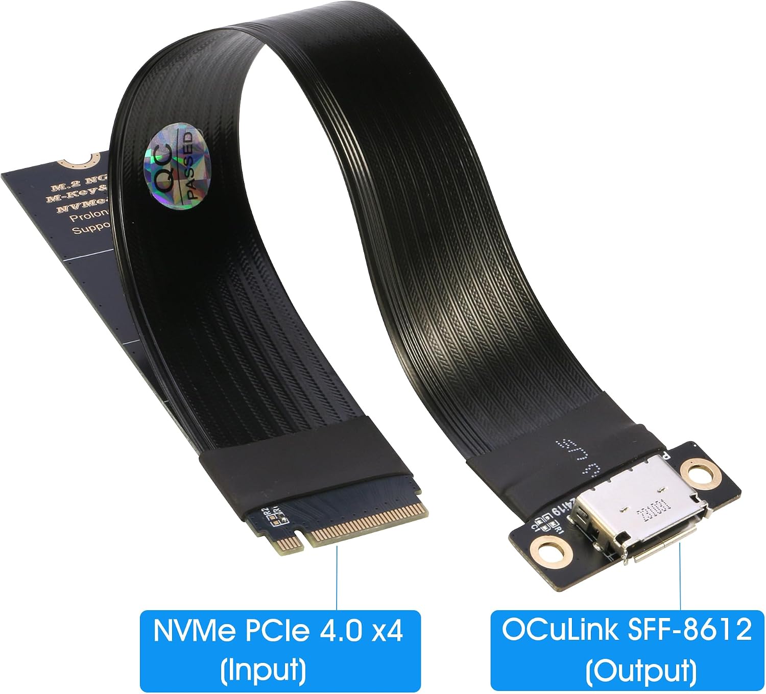 RIITOP NVMe to Oculink Adapter (20cm), M.2 NVMe PCIe 4.0 x4 to OCuLink SFF-8611 4i Host Adapter Speed up to 64Gbps for eGPU and SSD