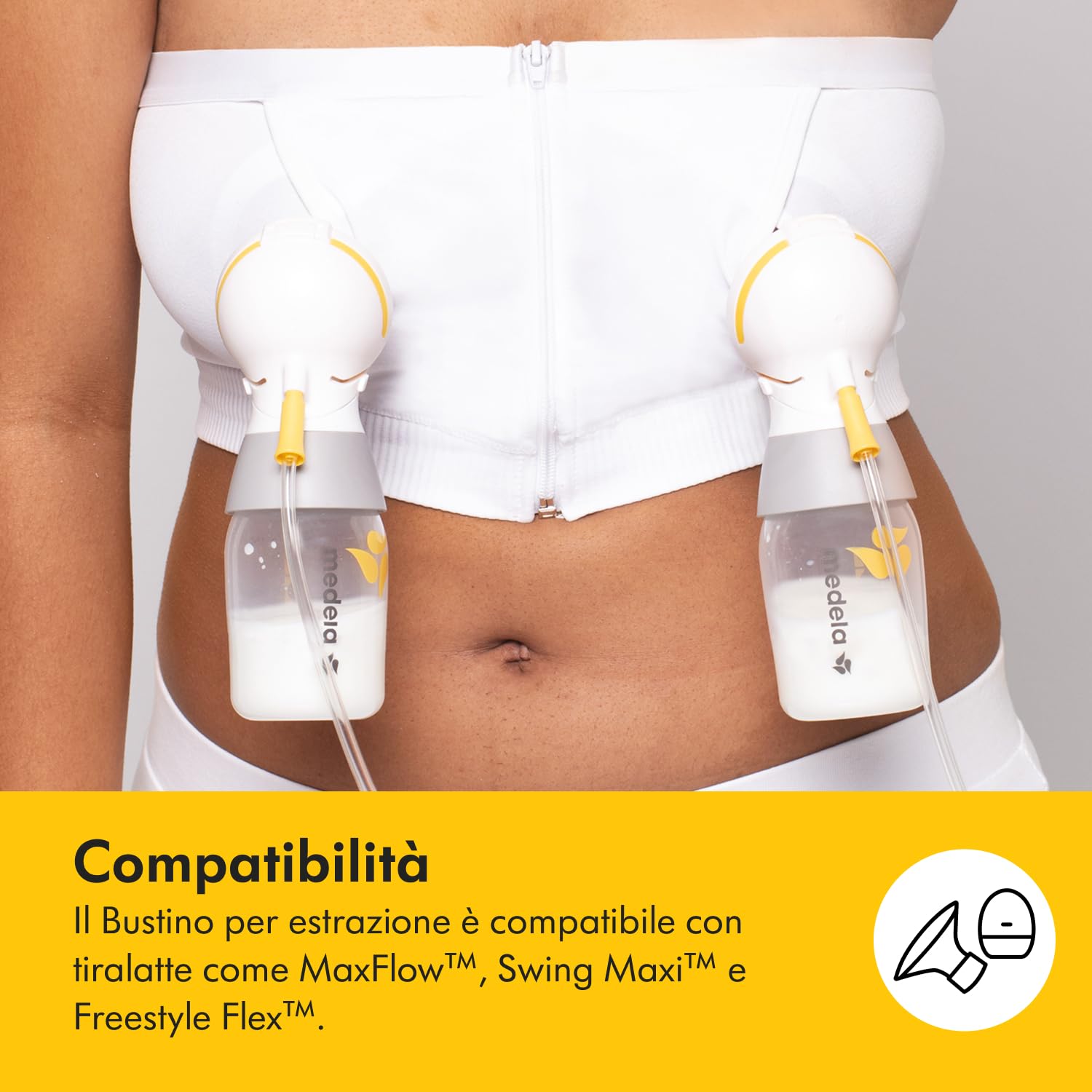Medela Hands-Free, Corpetto per l'estrazione a Mani libere, Reggiseno per estrarre Comodamente, con Adaptive Stretch