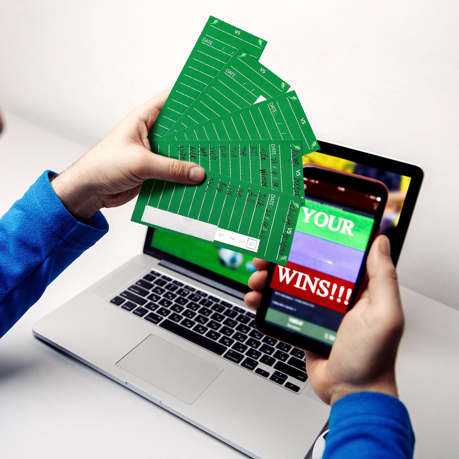 160 tarjetas de tira de 10 líneas para rascar, tarjetas de billar, pestañas para fútbol, deportes, piscina, fútbol, juego de caja (verde) 5