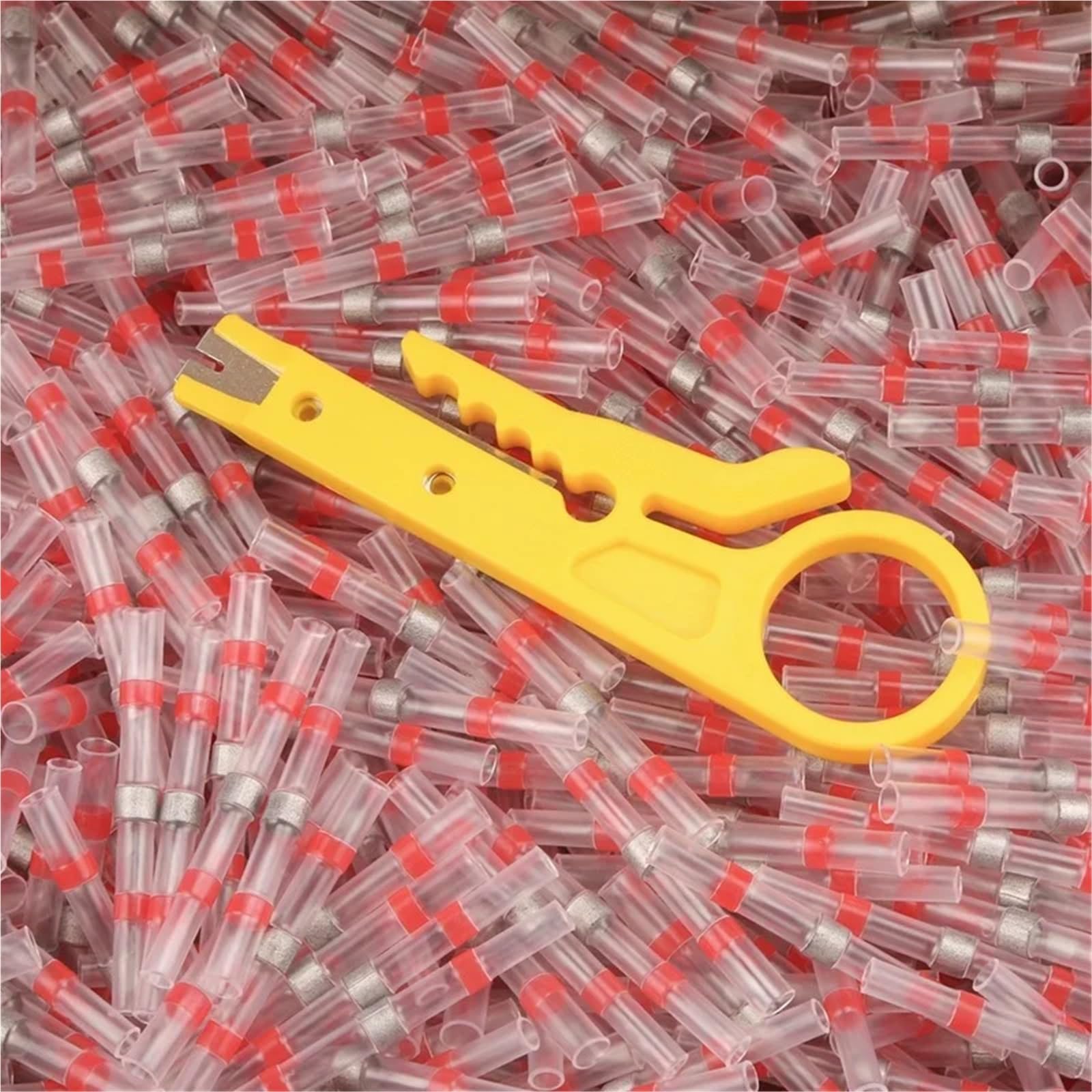 Terminales termorretráctiles de 100 a 5000 piezas, con aislamiento manguito soldadura, empalmes eléctricos a tope, conectores cable impermeables para cables(Yellow AWG 12-10,2000PCS)