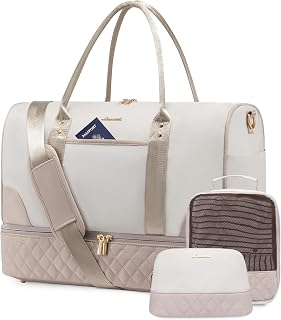 LOVEVOOK Travel Bag,Weekender Bag for Women Travel Duffle Bags with Shoe Compartment,Carry on Overnight with Wet Pocket,Hospital Bags for Labor and Delivery,3 Pcs Set