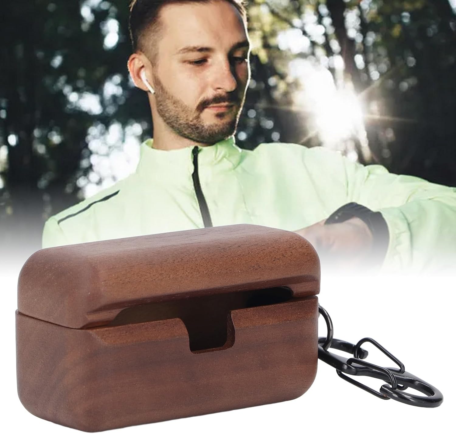 Walnut Wooden Case for AZ80 Earphones, Support Cordless Charging, Wood Protector Charging Case for Earbuds, Fine Polished Wood Protector with Soft Microfiber Lining - Image 6