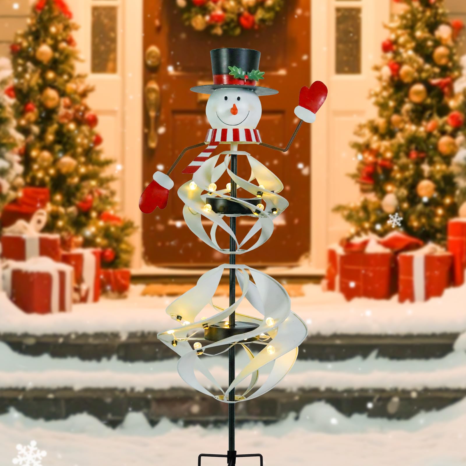 Bonhomme de neige solaire de Noël avec éclairage LED étanche pour décorer le jardin