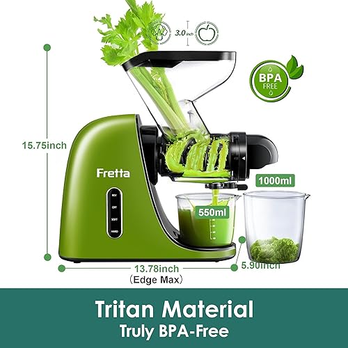 Vista 61 de Fretta Máquinas exprimidoras, exprimidor de prensa en frío, máquinas exprimidoras sin BPA, máquinas exprimidoras de verduras y frutas, canal de Negro