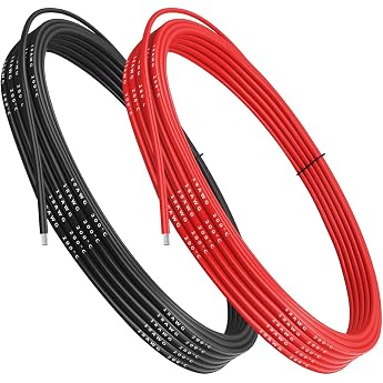 18AWG 0.81 mm  Silicone Electronic Cable - 18 Gauge Silicone Wire 5 Metres 2.5 m Black and 2.5 m Red Flexible and Soft Low Impedance 150 Strands Copper Wire High Temperature Resistance