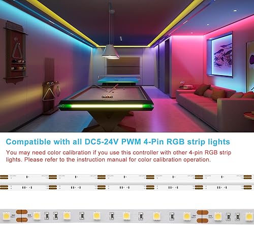 Miniatura 2 de PAUTIX Kit de controlador LED RGB SP643E, control de aplicación iOSAndriod 2.4G RF control remoto inalámbrico, controlador LED RBatenuador, para