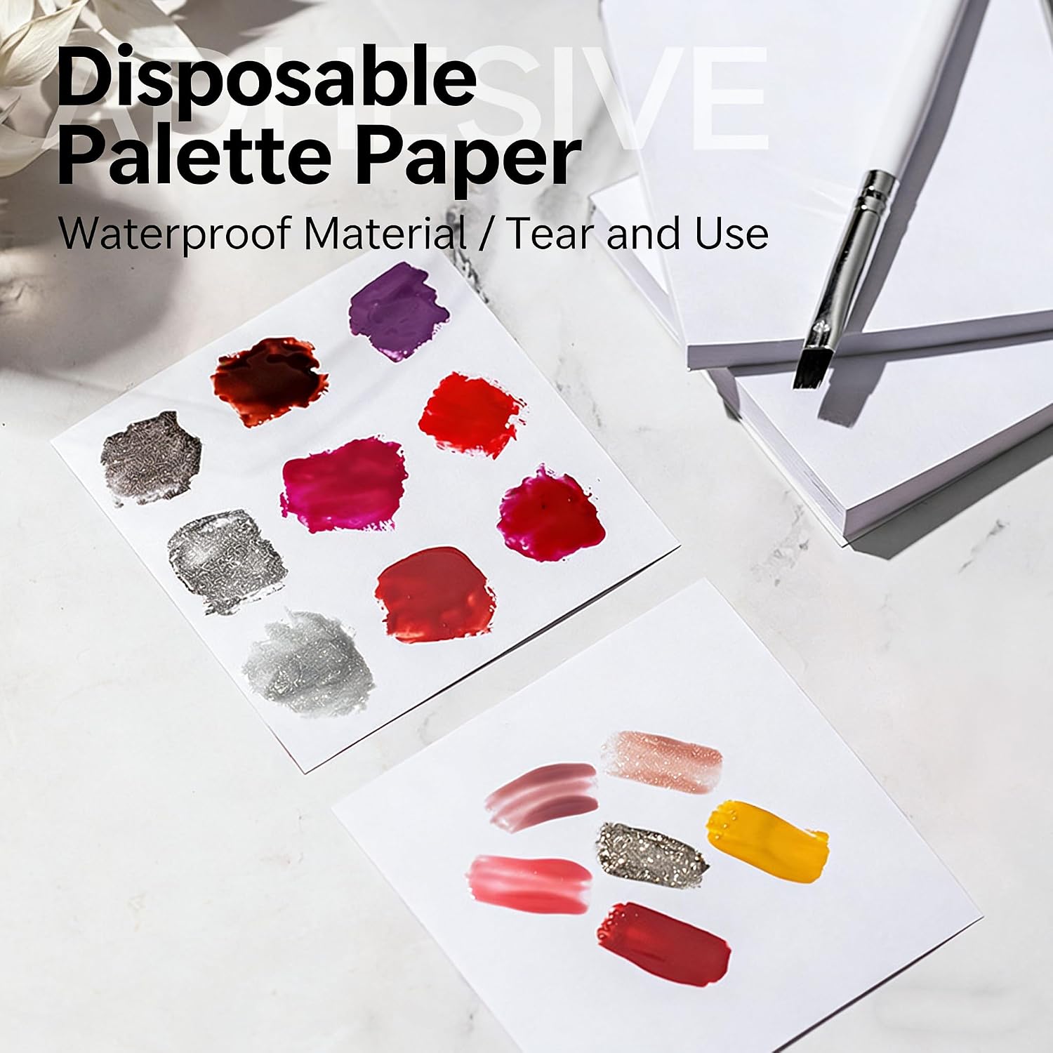 Disposable Nail Polish Palette Paper, 100 Sheets, Waterproof Nail Art Mixing Palette, Portable Gel Mixing Tool