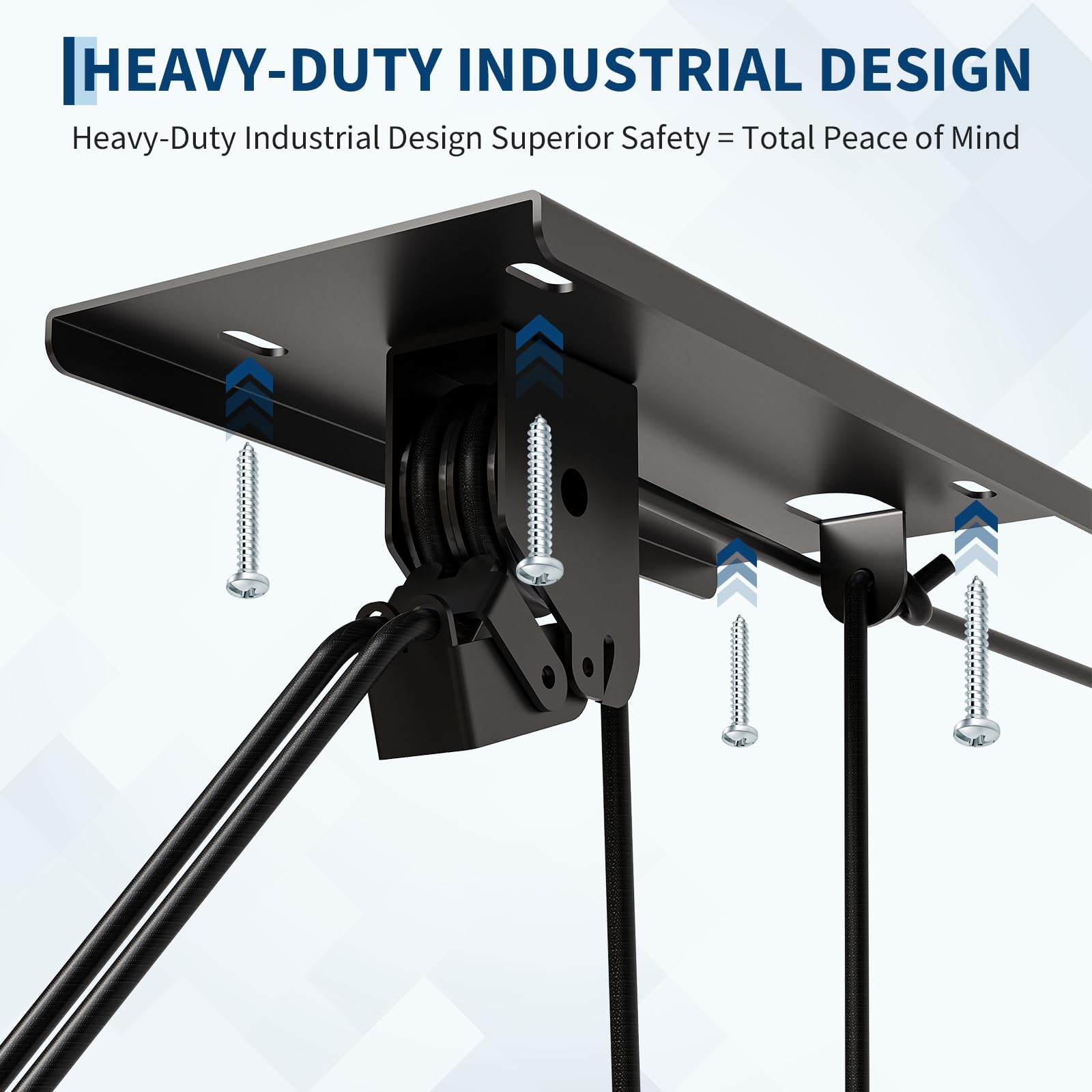 Garvee Hochwertig Deckenlift für Garage – 200 kg Tragkraft, 3-fach Seilzug, verstellbare Gurte, mit Auto-Lock-Bremse & Anti-Kratz-Haken – robuste Metallkonstruktion, ideal für Kajaks, Dachboxen,