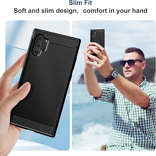 Miniatura 4 de Funda compatible con Samsung Galaxy Note 10 Plus, funda delgada para teléfono con absorción de golpes, funda protectora de goma TPU de fibra de
