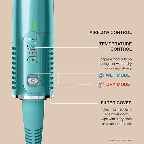 Miniatura 11 de Shark Glossi 2-en-1 herramienta caliente y alisador de aire, ultrarrápido, ultrabrillante para peinar en casa, cerámica con control de calor, para
