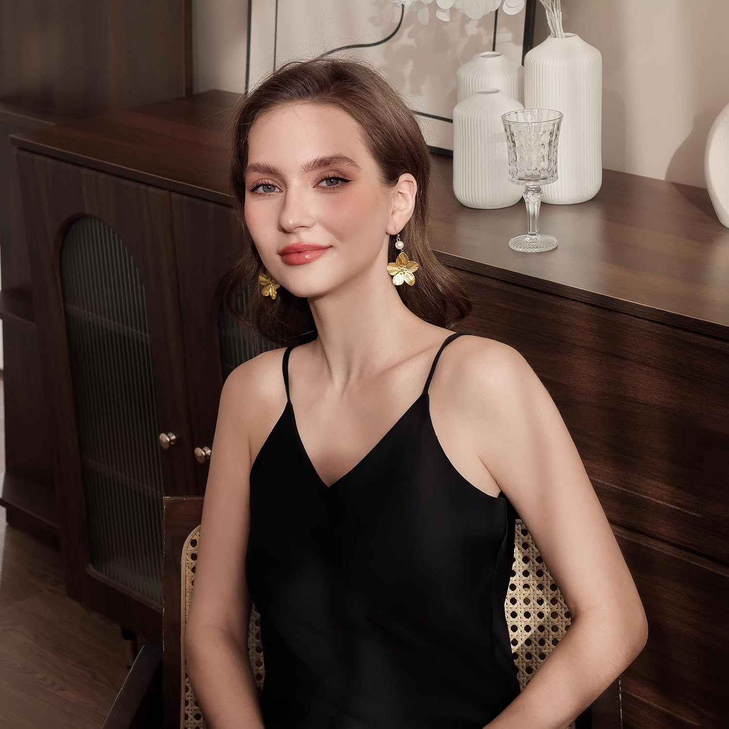 Hpoewre Gold Flower Statement Earrings for Women, Large Chunky Bohomian Summer Beach Floral Earring, Irregular Bold Exaggerated Earrings - Image 5