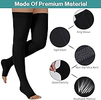 Vista 7 de 2 pares de medias de compresión para mujeres y hombres, calcetines de compresión de 20 a 30 mmHg, calcetines de compresión médica de punta abierta