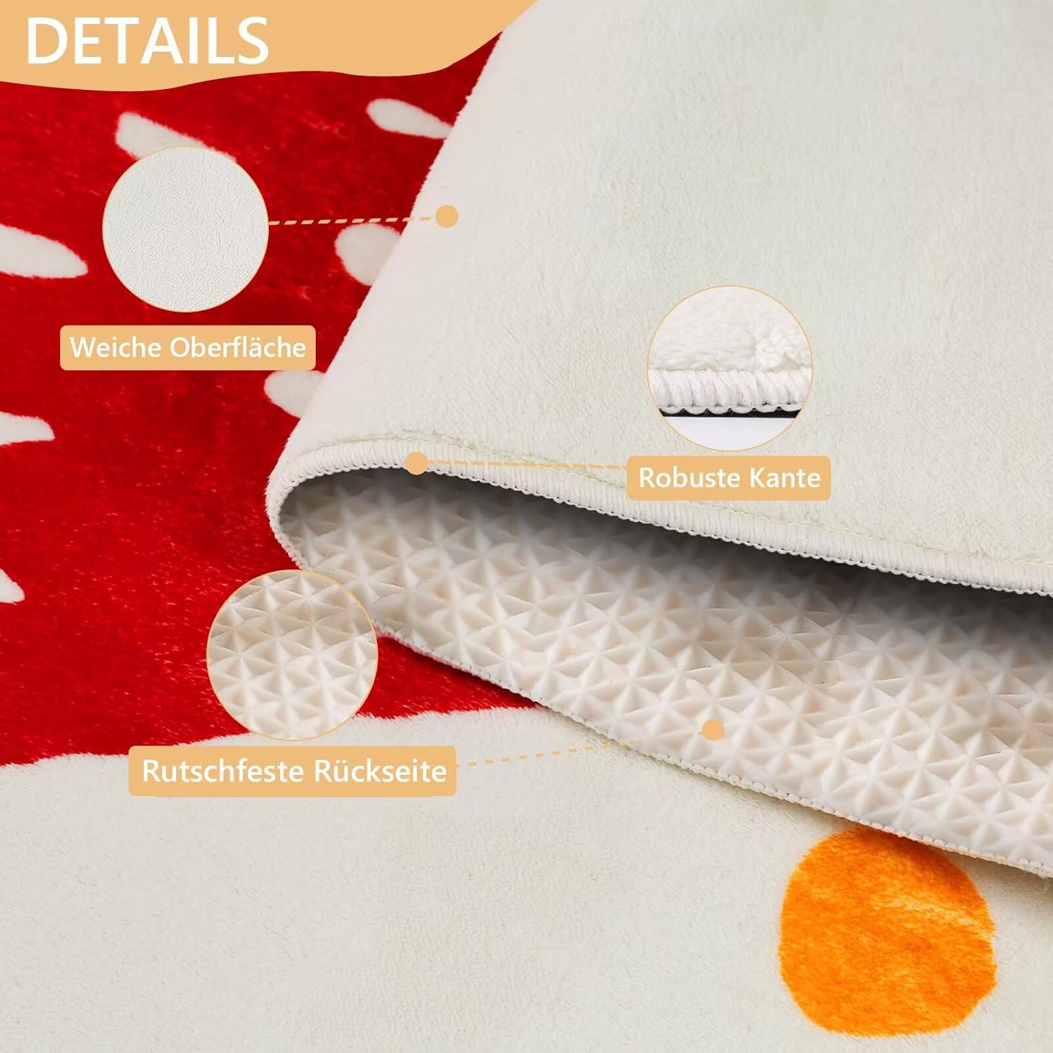 Strawberry Pattern Girls Area Rug for Bedroom Living Room, Washable Soft Beige Artificial Wool Kids Carpet, Non-Slip Indoor Floor Carpet Home Strawberry Decor,6x9 Feet