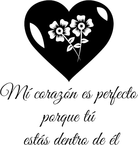 Miniatura 2 de Calcomanías de pared españolas para dormitorio de niñas, Mí corazón ES Perfecto porque estás dentro de él Calcomanía de pared inspiradora con cita