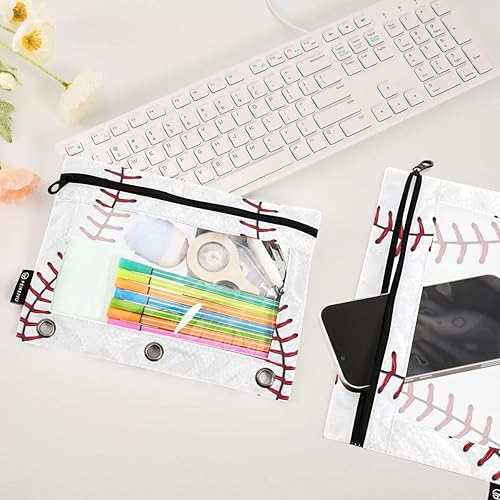 Vista 42 de ALAZA Bolsa para lápices de campo de fútbol americano para carpeta de 3 anillos, bolsillos con cremallera transparente para ventana, bolsas