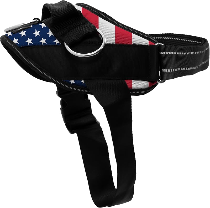 Peitoral Vest para Cães com 3 Pontos de Encaixe e Ajuste Completo SHAWNCO Stars and Stripes, M
