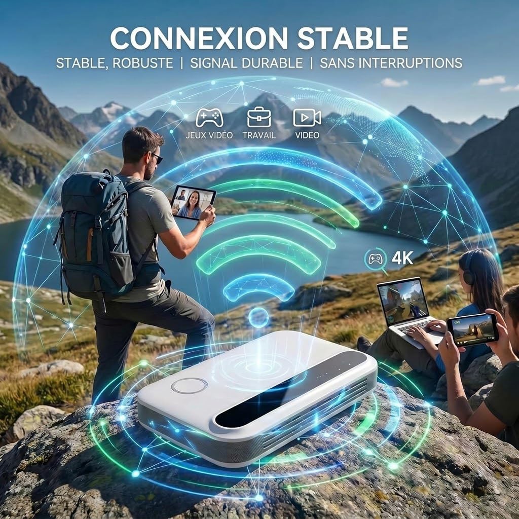 Routeur 5G Portable WiFi 6 avec Slot SIM Déverrouillé – Modem 5G Carte SIM, Internet Mobile Haut Débit 5G/4G+, Débit Ultra Rapide 300 Mbps, Jusqu’à 28 Appareils, Idéal pour Voyage & Télétravail