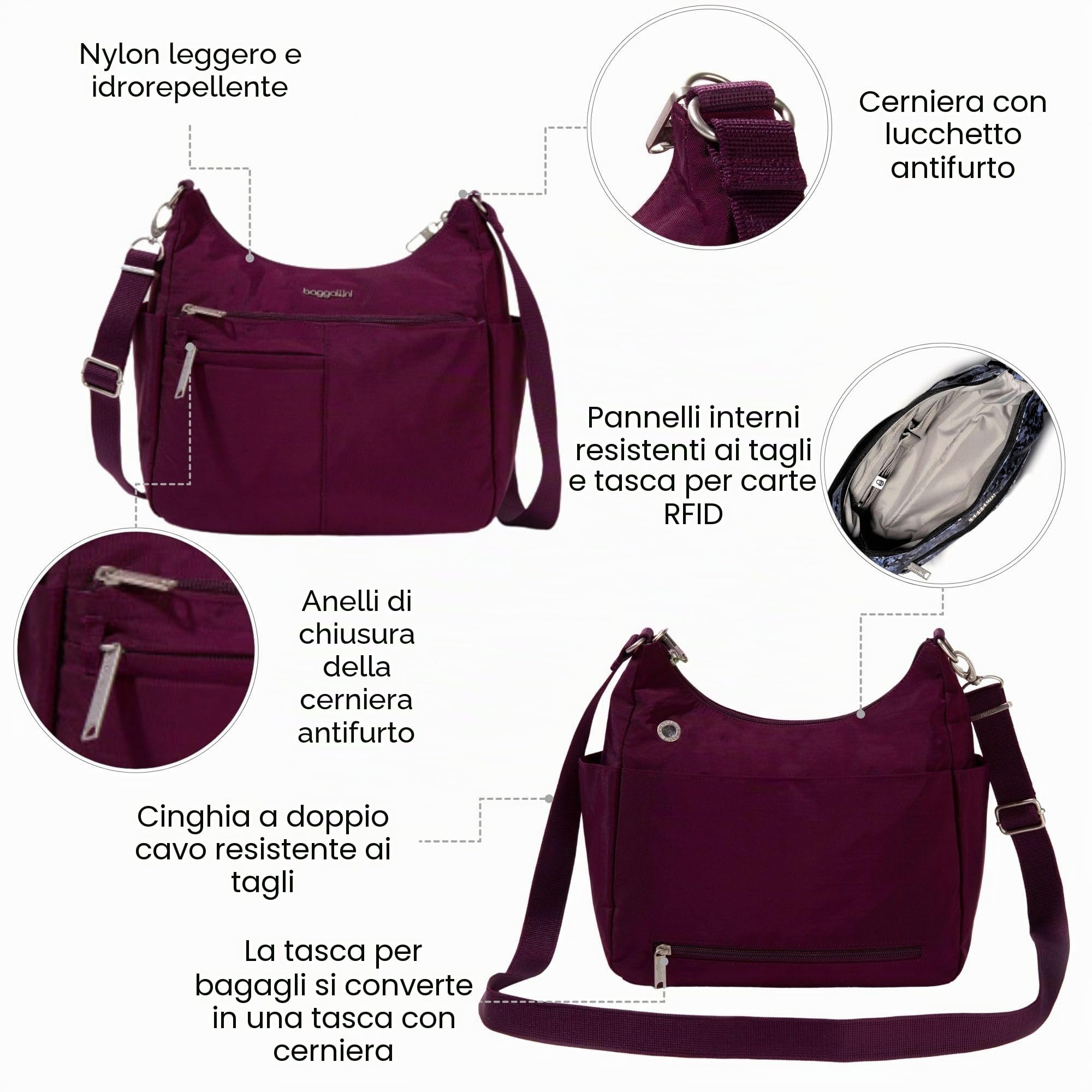 Baggallini Securtex Anti-Theft Free Time Crossbody Bag