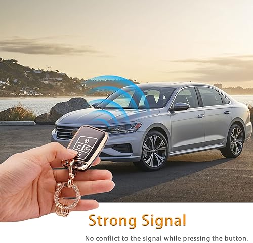 Miniatura 4 de EKALA Funda para llavero Volkswagen con llavero brillante, 4 botones, carcasa de TPU suave compatible con Volkswagen Tiguan Atlas Passat Jetta Golf