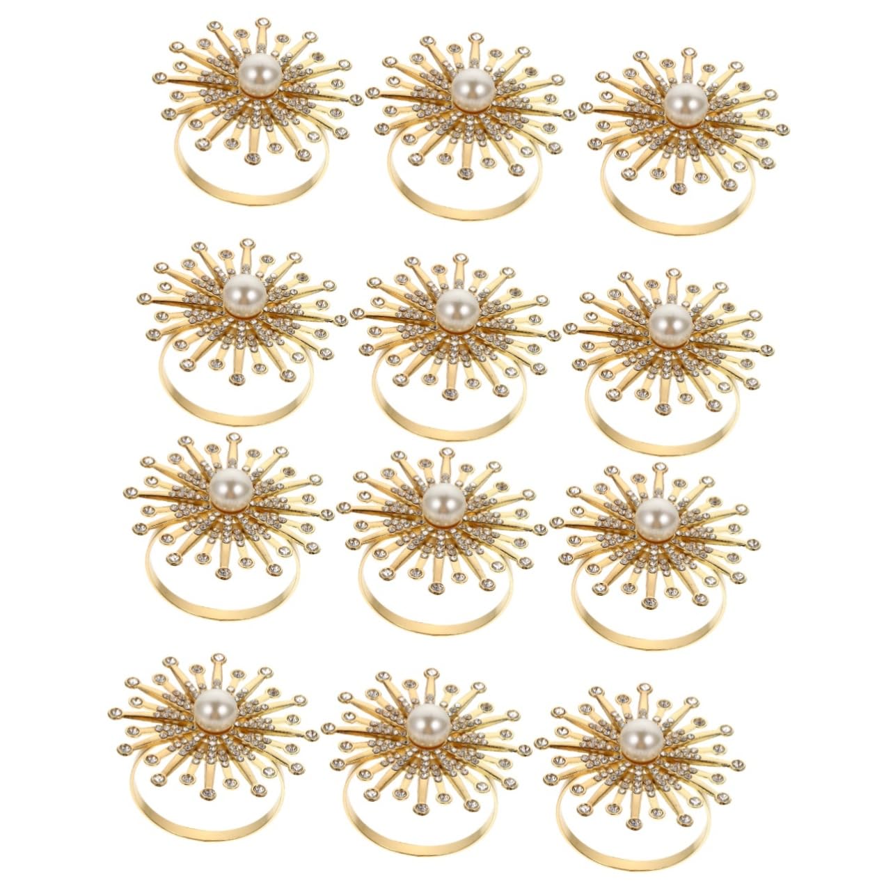 TOPBATHY 12 Piezas Anillo De Servilleta De Anillos De Oro Decoración De La Mesa De Comedor De La Boda Decoración De La Boda De Oro Servilletero De Girasol Pedrería De Rhinestone