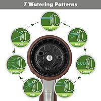 Vista 2 de RESTMO Boquilla de manguera de jardín, boquilla de manguera de agua de metal resistente con 7 patrones de pulverización ajustables, rociador de mano