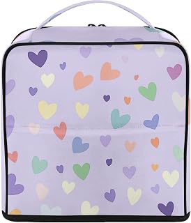 Standing Makeup Bag Pastel Heart Love Travel Toiletry Bag | Top Handle, Multi-compartment, Trolley Sleeve, Adjustable Dividers, Large Capacity,Colorful Print