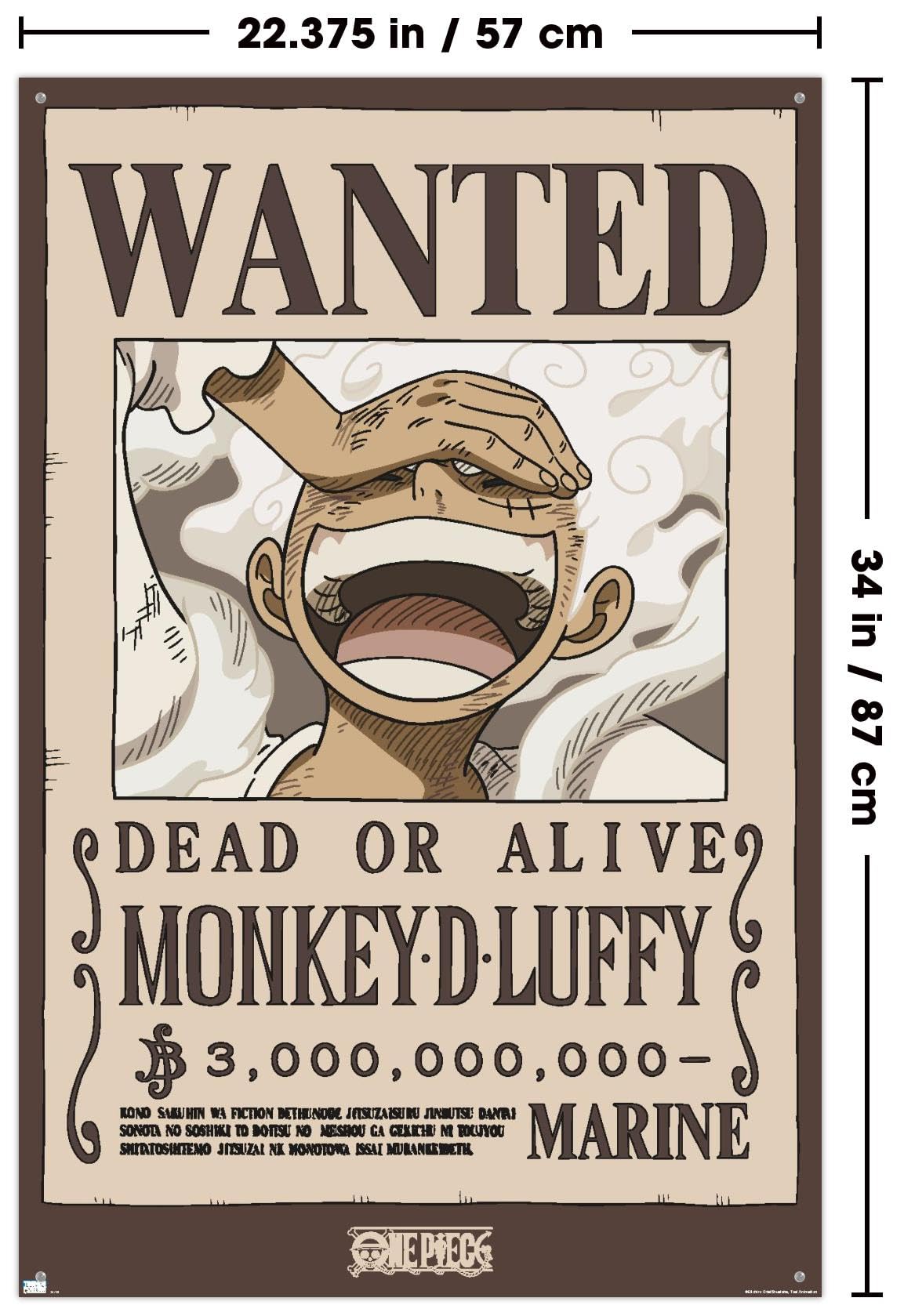One Piece - Monkey D Luffy Wanted Poster Wall Poster with Push