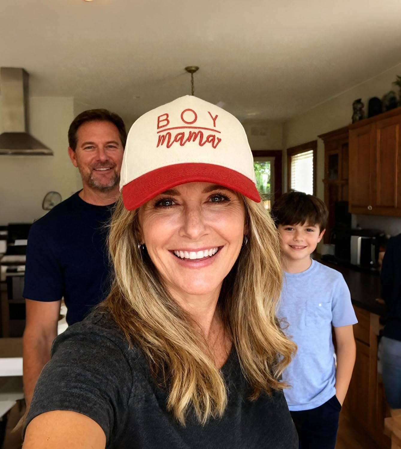 Waldeal Boy Mama Trucker Hats for Women, Two Tone Snapback Cap Embroidered Boy Mom Baseball Cap, Christmas Birthday Gifts - Image 2