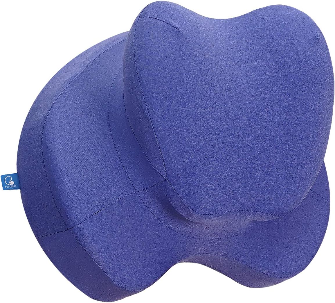 COOLBEBE Lumbar Support Pillow for Office Chair, Memory Foam Lumbar Cushion - Premium Back Pillow Cushion with Ergonomic Designed for Lower Back Pain Relief Improve Posture (Blue)
