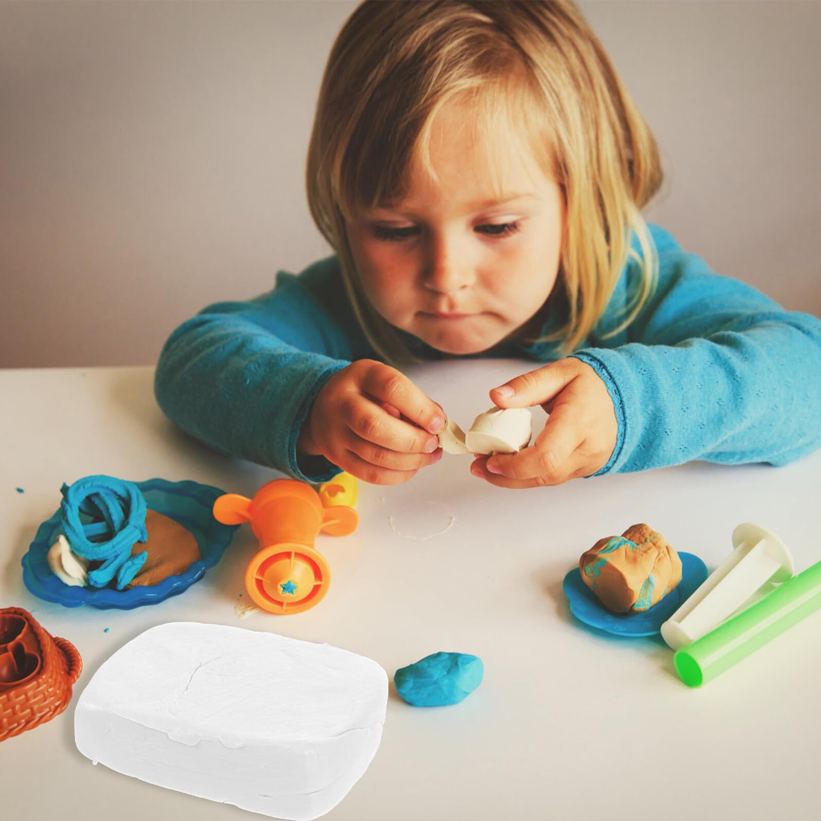 Pâte Polymère en Argile Naturelle Multi-usages Blanche Facile à Transporter pour Artisanat DIY Créatif Adaptée aux Garçon et Filles et Amateurs