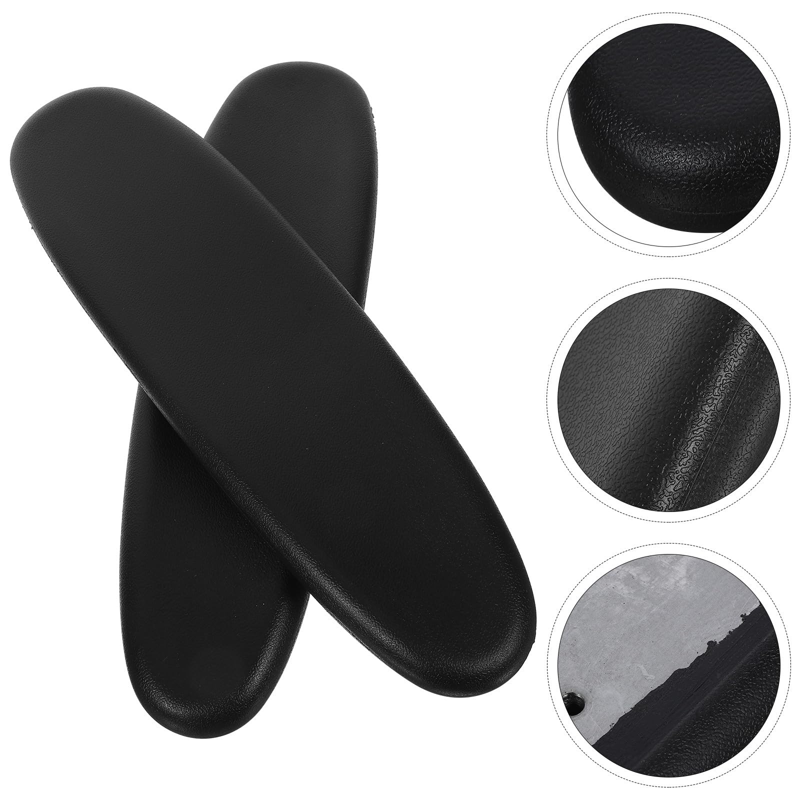 PACKOVE Almohadillas Diseño Clásico de Silla de Oficina para Reposabrazos en Poliuretano Negro, Cojines Cómodos de Repuesto para Trabajadores de Oficina