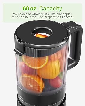 TUUMIIST Juicer Machines, Cold Press Juicer with 5.3 Extra Large Feed Chute Fit Whole Fruits & Vegetables Easy to Clean, High Juice Yield, BPA Free (Black)