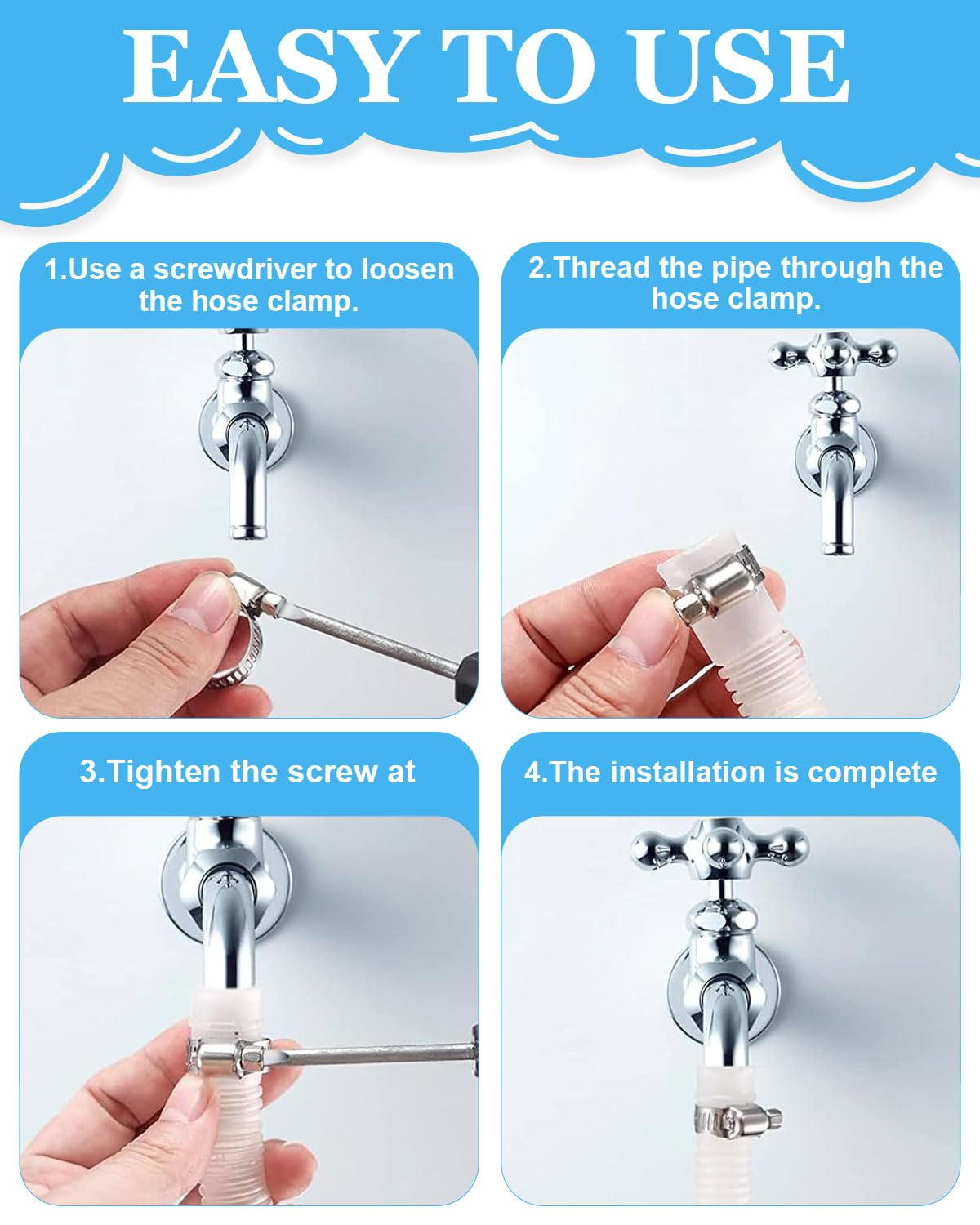 6 piezas Abrazaderas Metalicas para Tubos, Acero Inoxidable Ajustable 16-25 mm, Abrazaderas Tubo, de Manguera de Acero Inox para Mangueras Tubería de Agua Piscina