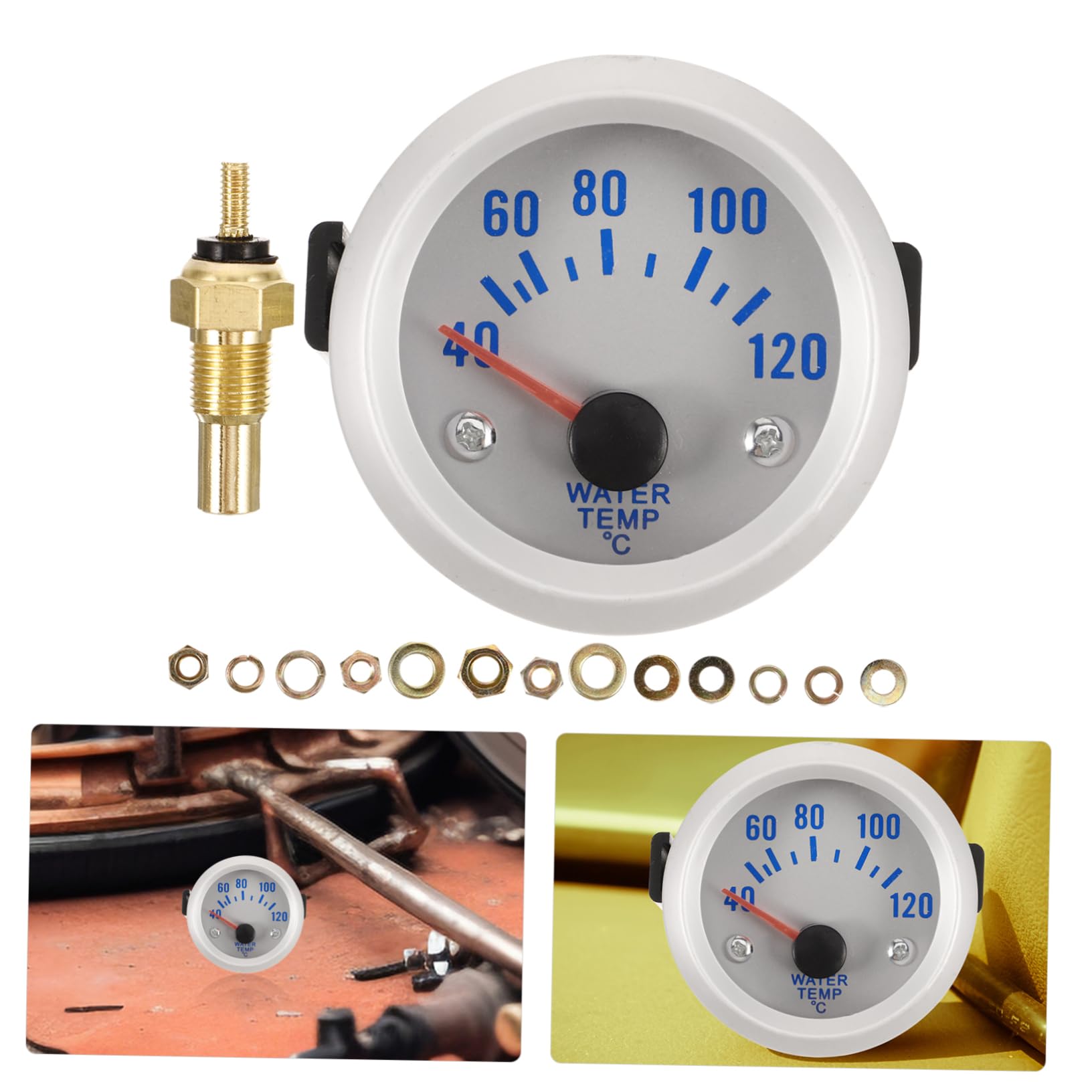 ULTECHNOVO 3pezzi Misuratore Di Temperatura Meccanico Per Auto Indicatori Di Temperatura Con Design Elegante e Resistente Compatibile Con Modifiche Automotive e Uso Misurazione Accurata Per