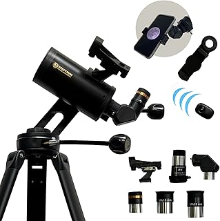 ExploraPro 70AZ Maksutov Telescope – 70mm Aperture 750mm Focal Length - Manual Alt-AZ Telescope with Slow Motion Control – Smartphone Adapter and Remote Shutter – Spectrum Optical Instruments