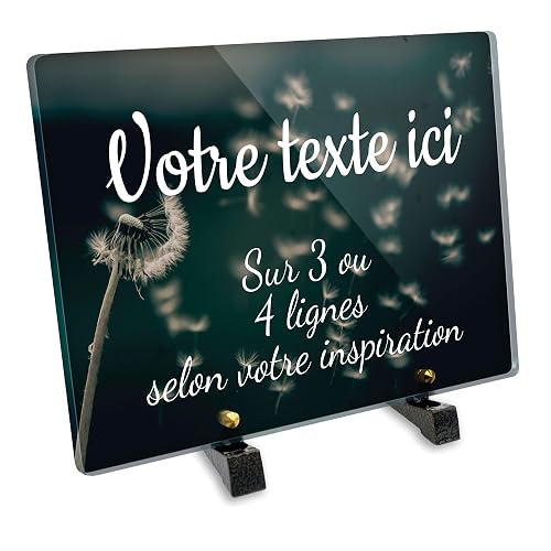 Placa funeraria rectangular personalizable en plexi, diseño de diente de león, diferentes tamaños, grosor 6 mm