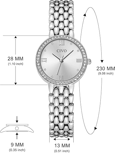 Miniatura 7 de CIVO Quartz Gold Watch for Women Elegant Stainless Steel Dress Wristwatch with Diamond Dial - Ladies Luxury Watch for Small Wrists - Gift for