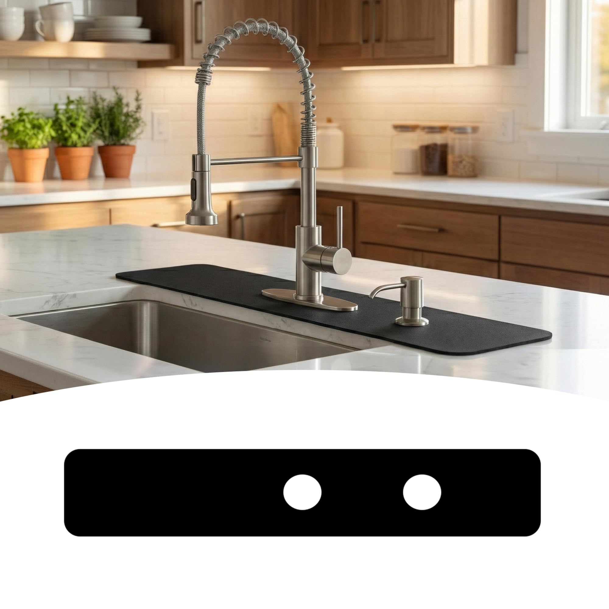 Absorbent Kitchen Sink Faucet Mat for 2-Hole 4" On-Center Faucets 30"x5.5" — Amazon image 8