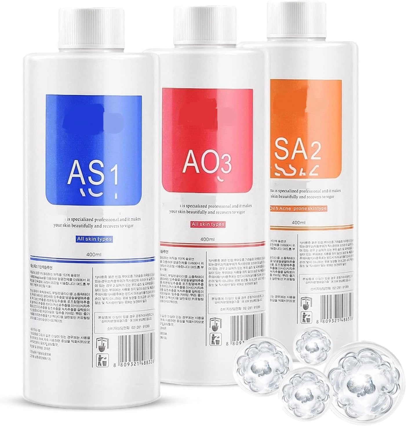 3Pcs Skin Aqua Peeling Solution, Skin Care Dermabrasion Facial Cleansing Serum, Facial Special Peeling Solution Set,facial Solution for Oxygen Beauty Machine