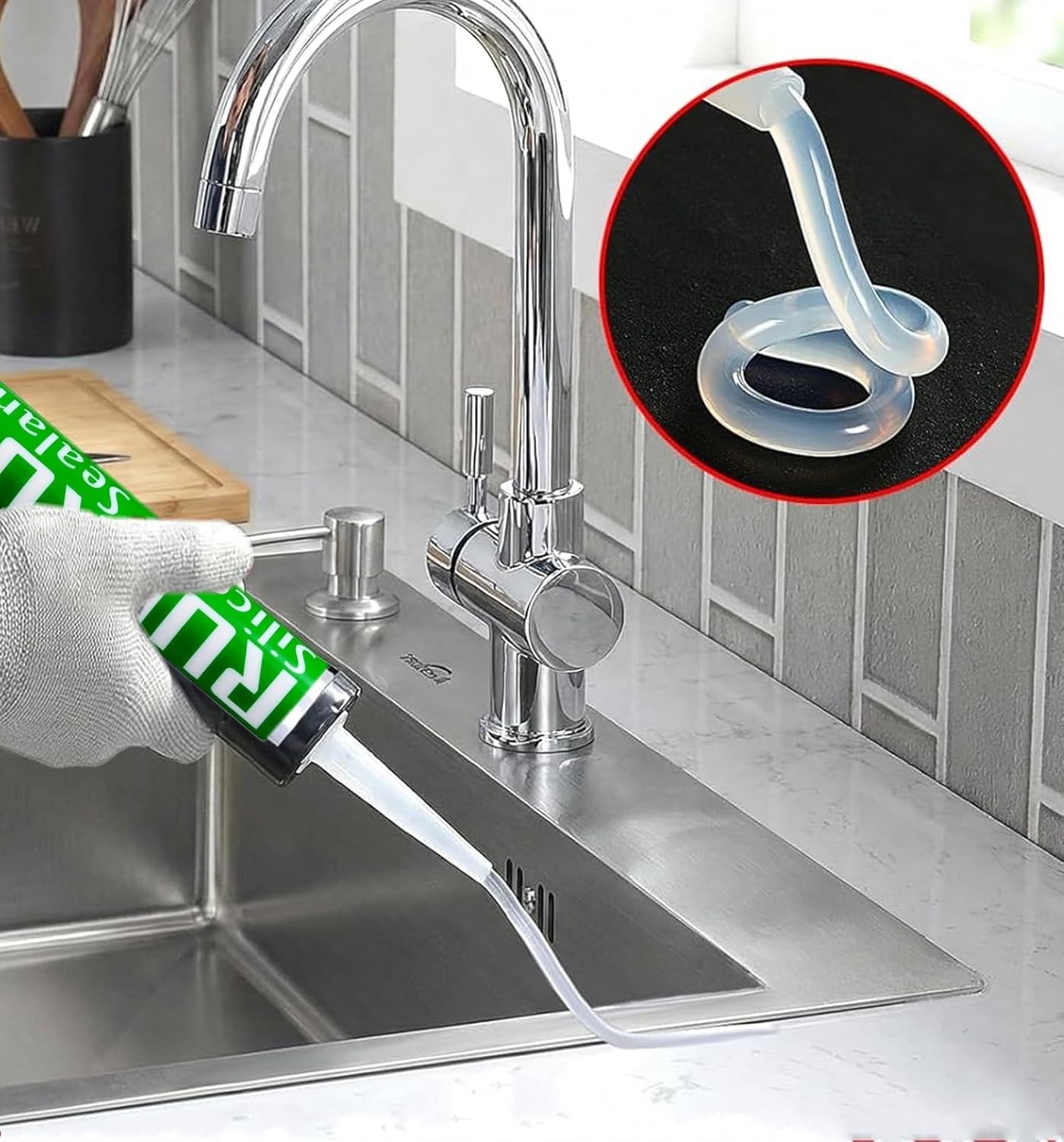 Advanced Silicone Caulk for Kitchen & Bathroom,10 fl oz Cartridge,12 Pack 100% Waterproof Silicone Sealant，Stronger Adhesion, Shrink & Crack Proof Silicone Caulk Sealant (Clear-12 Pack)