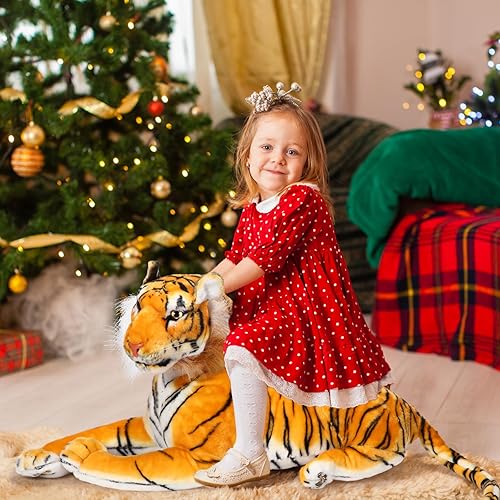 Miniatura 6 de Syhood Tigre grande de peluche de tigre gigante de 27 pulgadas, adecuado para regalos de cumpleaños