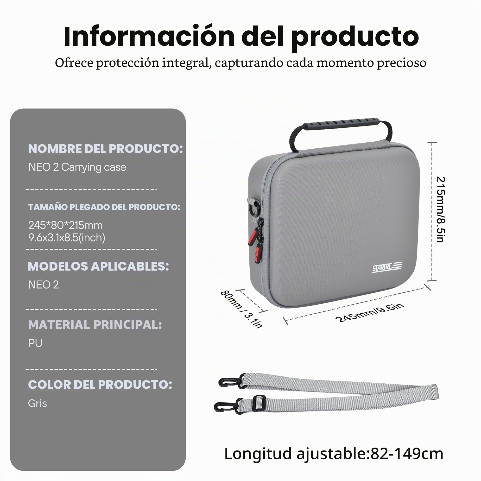 Startrc Neo 2 Estuche, Bolso de Hombro/Mano Portátil de PU para Dron DJI Neo 2 y Accesorios de Baterías