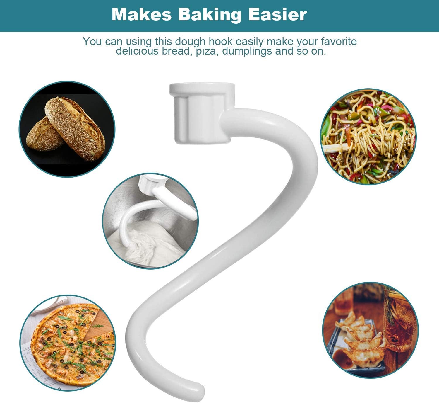 Coated Spiral Dough Hook for KitchenAid 6qt Pro 600 Series Bowl-Lift Stand Mixer - Metal 6 quart Dough Hook Attachment for KP26M1XLC KP26M1X KG25H3X0B KNS256CDH KG25H3XSL KV25G0X KV25G8X KV25H0X etc
