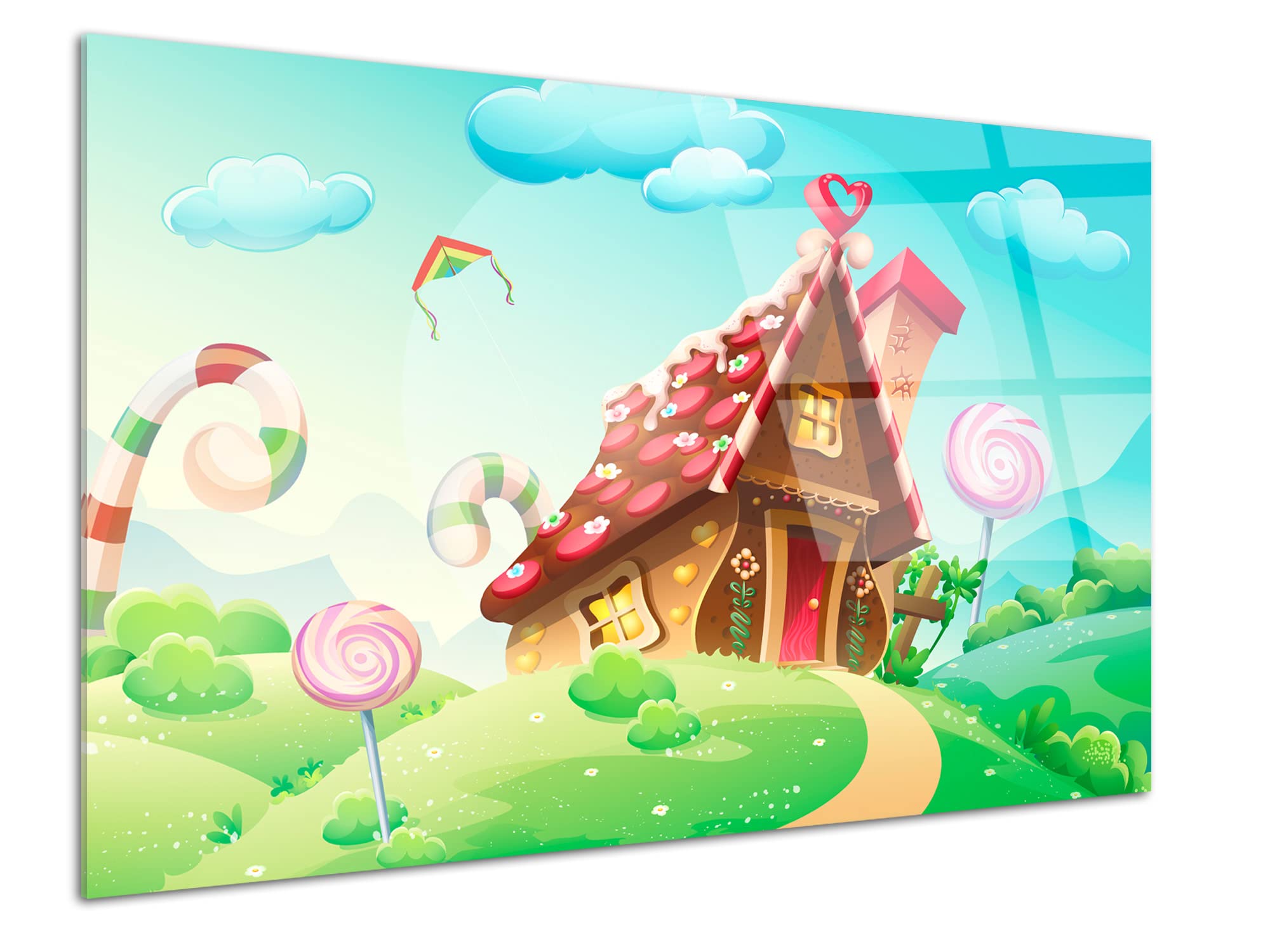 DECLINA – Tableau Mural Maison En Sucrerie – Décoration Murale Enfant Univers Marin Éducatif – Impression HD Sur Verre Acrylique – Fabriqué En France