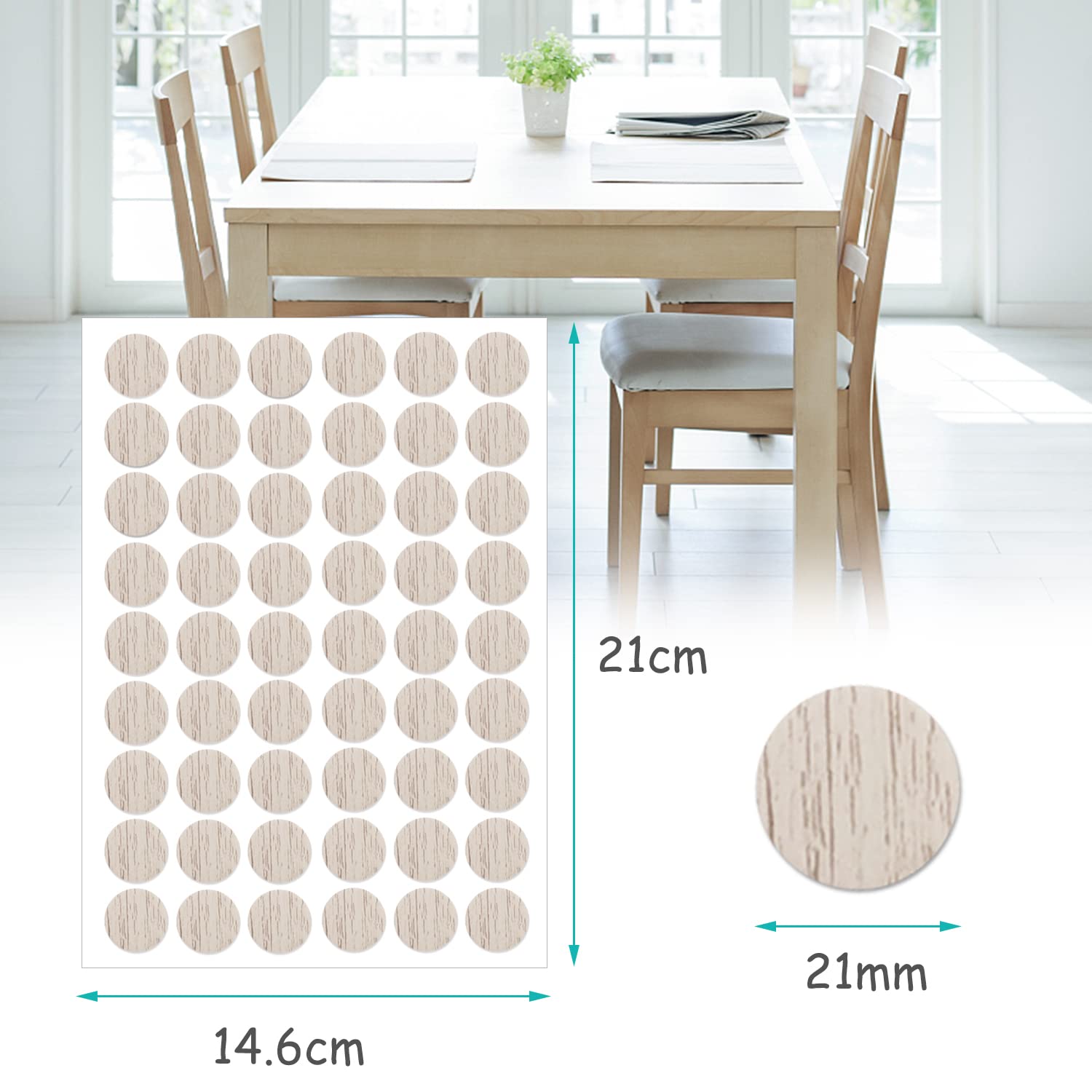 540 Adesivi Copri Fori Viti 21mm - PVC Texturizzato, 5 Colori Legno, Per Mobili E Riparazioni - Foto 2