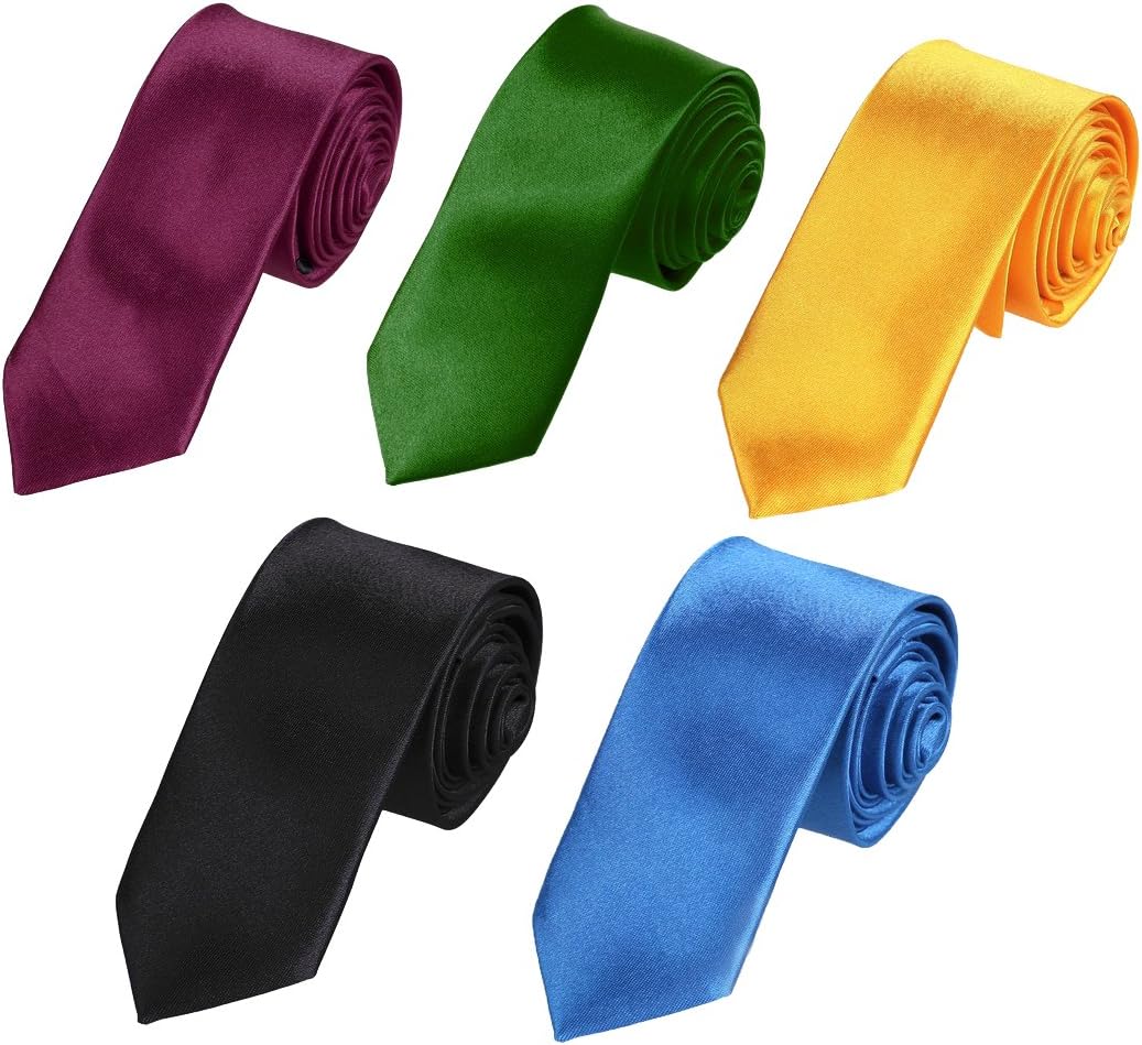 Dan Smith Men's Fashion More Color Available 2" Inch Skinny Tie Five Package Gift Set With Box